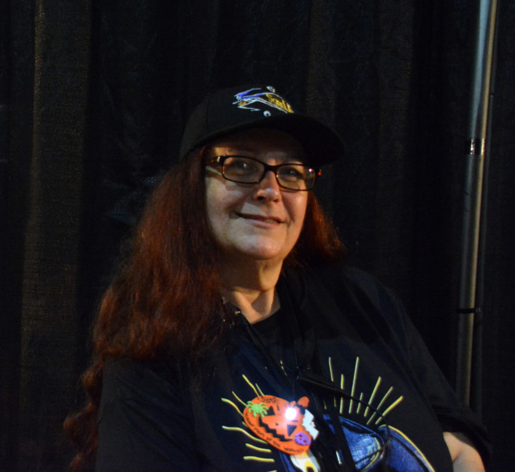 Shar Mayer prepares to discuss the art of haunting at ScareLA 2018