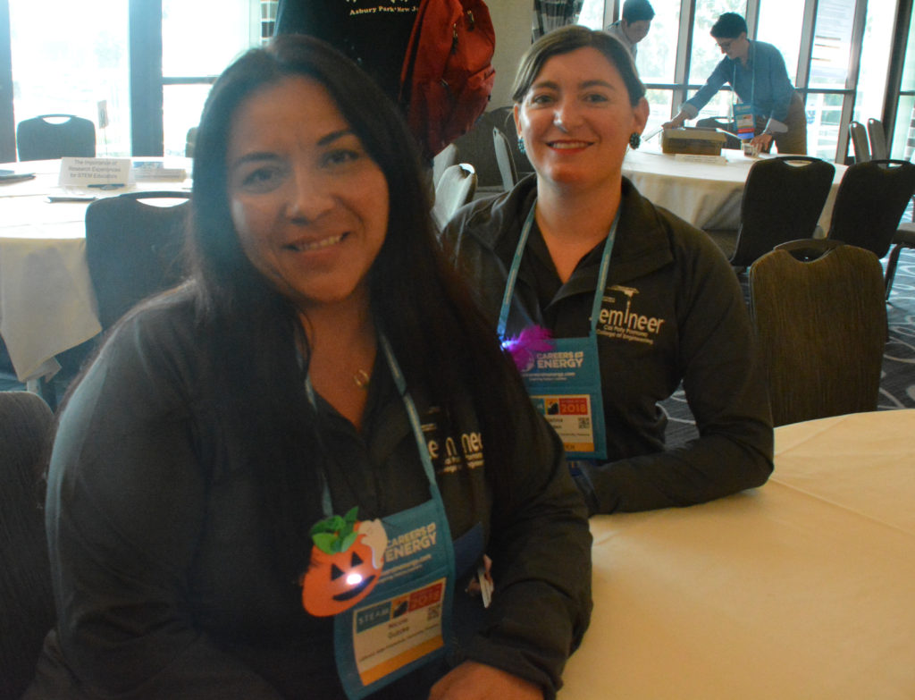 Nicole Gutzke and Kristina Rigden at the Femineer™ program table during California STEAM Symposium, 2018.