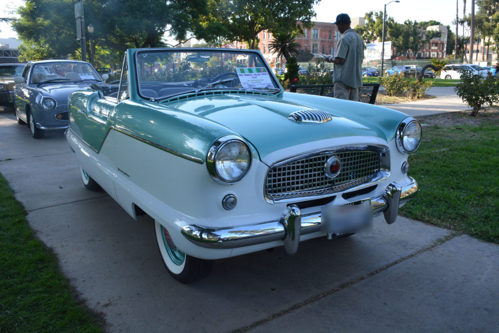 small two-tone classic car in lineup for car show at San Gabriel Valley Pride