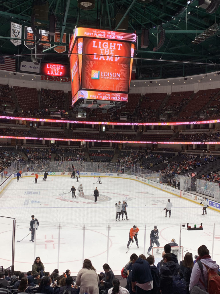 Anaheim Ducks skate on the rink during "Light the Lamp", 2020