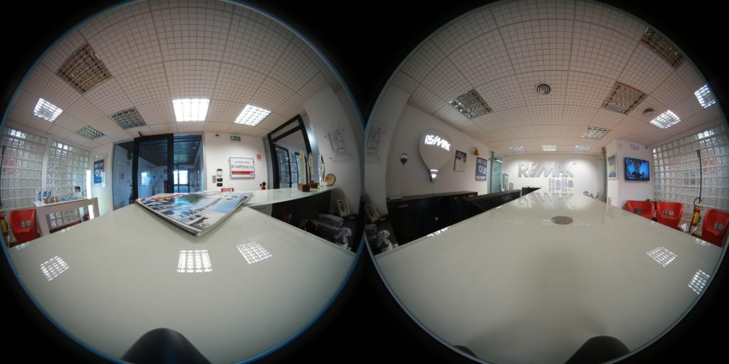 360-degree view of an office taken by a VR camera