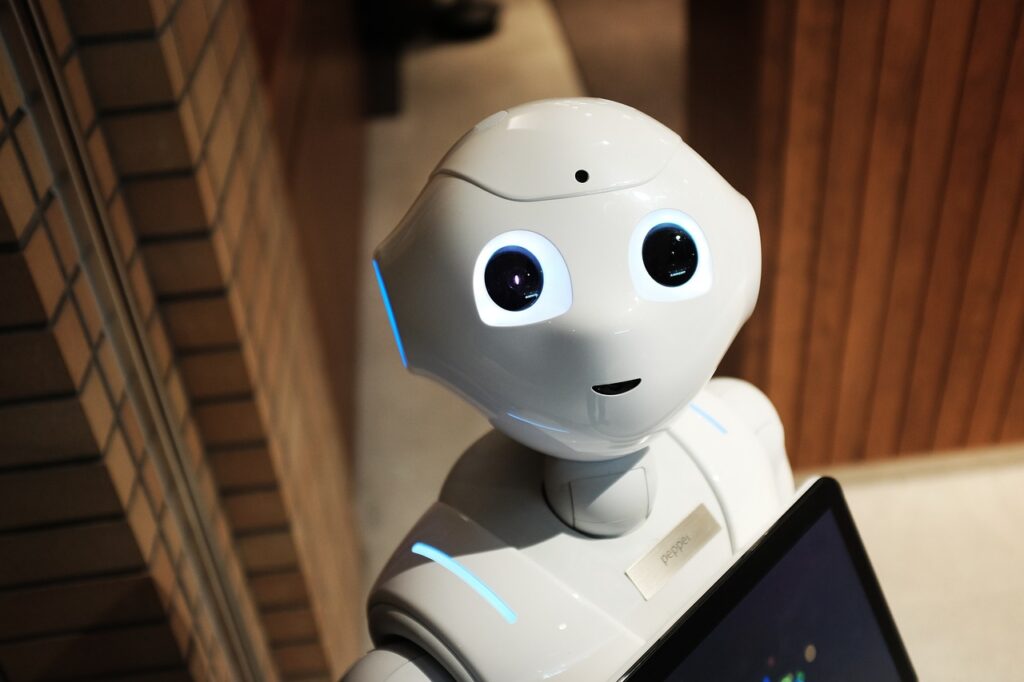 "Pepper" robot looks directly into camera