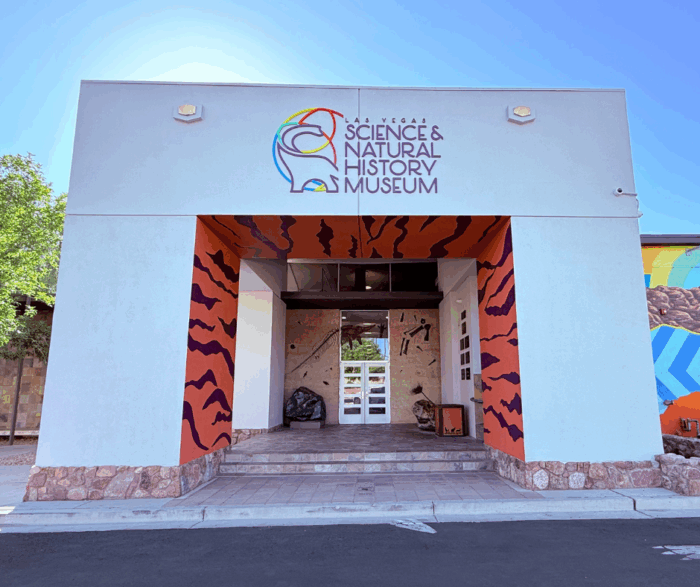 New sign over the museum's entrance door reads, "Las Vegas Science & Natural History Museum".